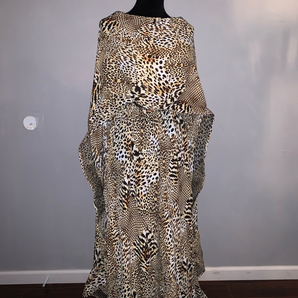 Animal Print Jumpsuit with Cape